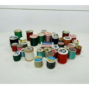 Vintage Thread Spools Set Of 41 Various Brands Colorful